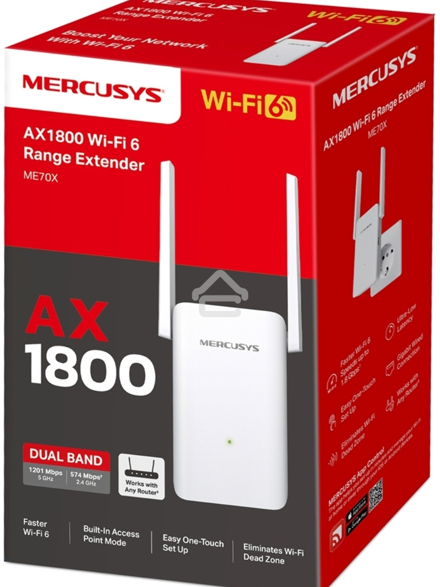 Повторитель беспроводного сигнала Mercusys ME70X AX1800 10/100/1000 белый (упак.:1шт)