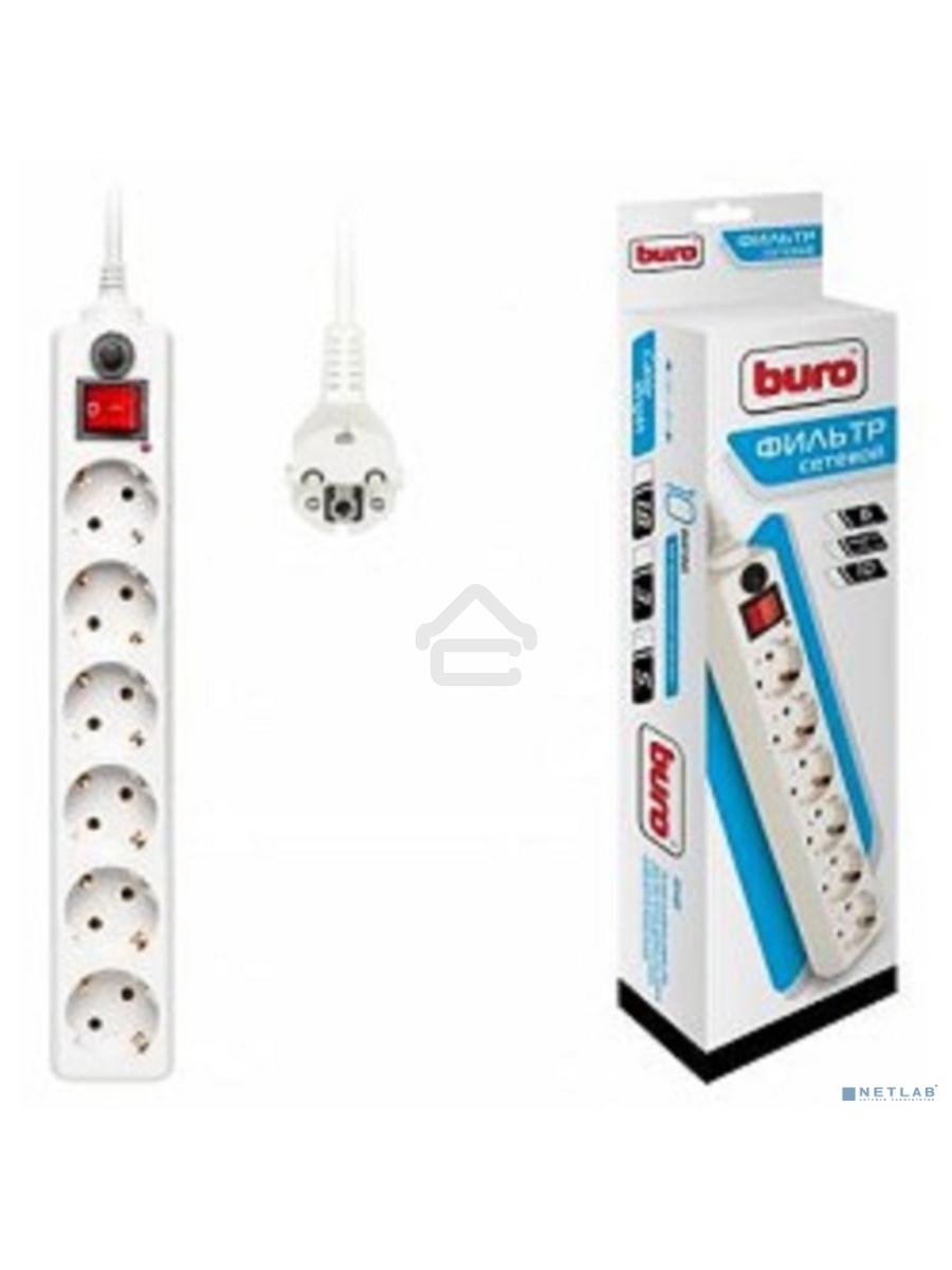 Сетевой фильтр Buro 600SH-5-W 5м (6 розеток) белый (коробка)