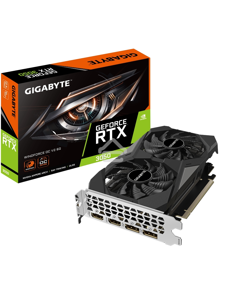 Видеокарта Gigabyte GV-N3050WF2OCV2-6GD PCI-E 4.0 96bit GDDR6 1470/14000 HDMIx2 DPx2 HDCP Ret