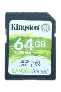 Флеш карта SDHC 64Gb Class10 Kingston <SDS2/64GB>, Canvas Select 100R CL10 UHS-I