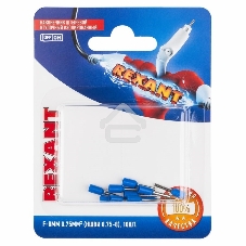 Наконечник штыревой втулочный Rexant изолированный, F-8 мм, 0.75 мм², НШВи 0.75-8 / E7508, синий, в упак. 10 шт.