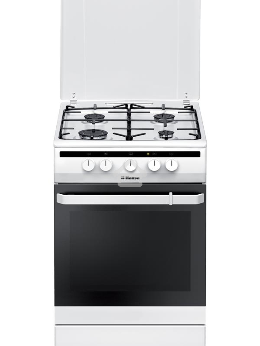 Плита газовая Hansa FCGW51003 белый, конфорок 4 шт, духовка 56 л, 50 см x 85 см x 60 см