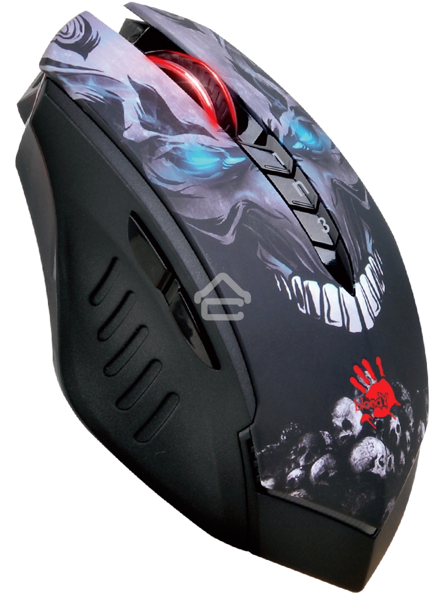 Мышь беспроводная A4Tech Bloody R80 Plus Skull черный, 5000 dpi, радиоканал, USB, кнопки - 8