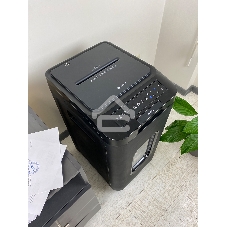 Шредер Heleos АП55-4 черный с автоподачей (секр.P-4) фрагменты 400лист. 55лтр. скрепки скобы пл.карты