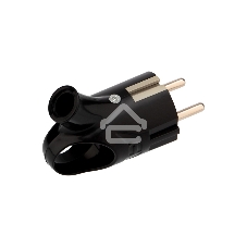 Вилка Евро угловая с з/к 16А с кольцом черная Rexant