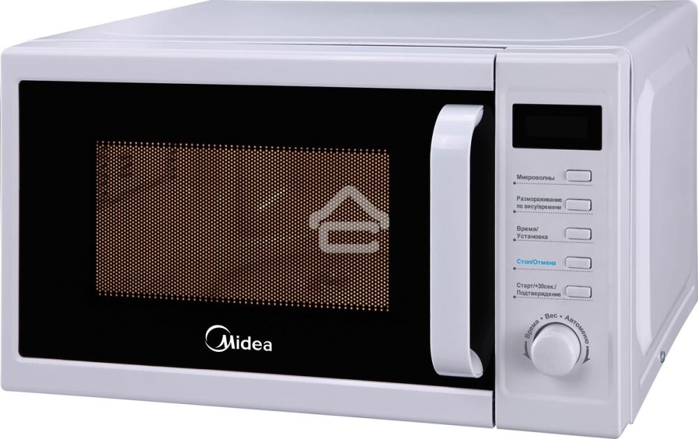 Микроволновая печь Midea AM820CUK-W белый, 20 л, 800 Вт, переключатели - поворотный механизм/кнопки