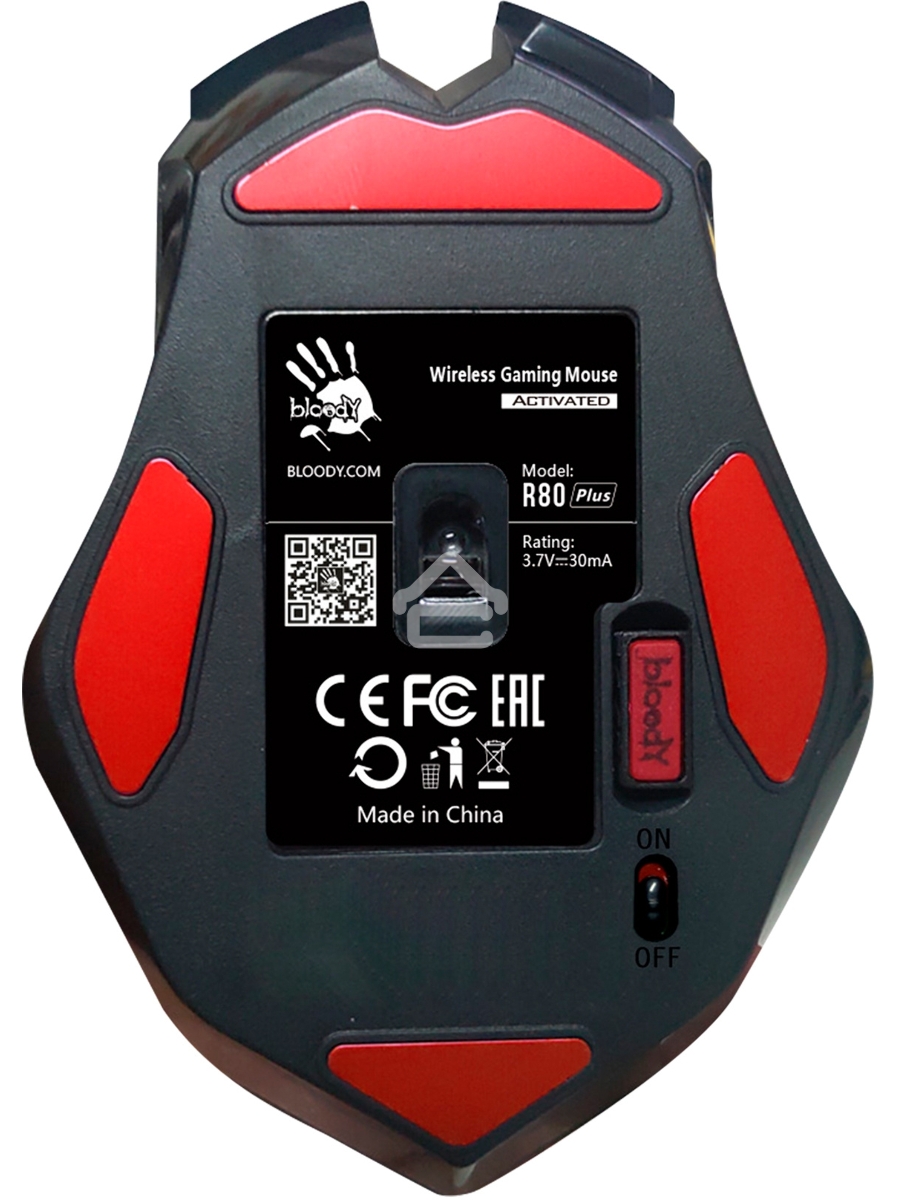 Мышь беспроводная A4Tech Bloody R80 Plus Skull черный, 5000 dpi, радиоканал, USB, кнопки - 8