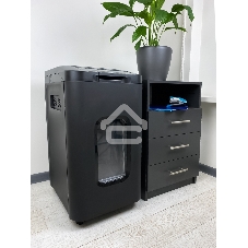 Шредер Heleos АП55-4 черный с автоподачей (секр.P-4) фрагменты 400лист. 55лтр. скрепки скобы пл.карты