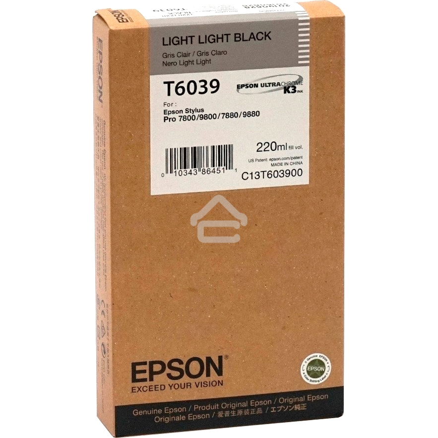 Картридж струйный Epson C13T603900 светло-серый для Epson Sty Pro 7800/9800/7880/9880 (220мл)