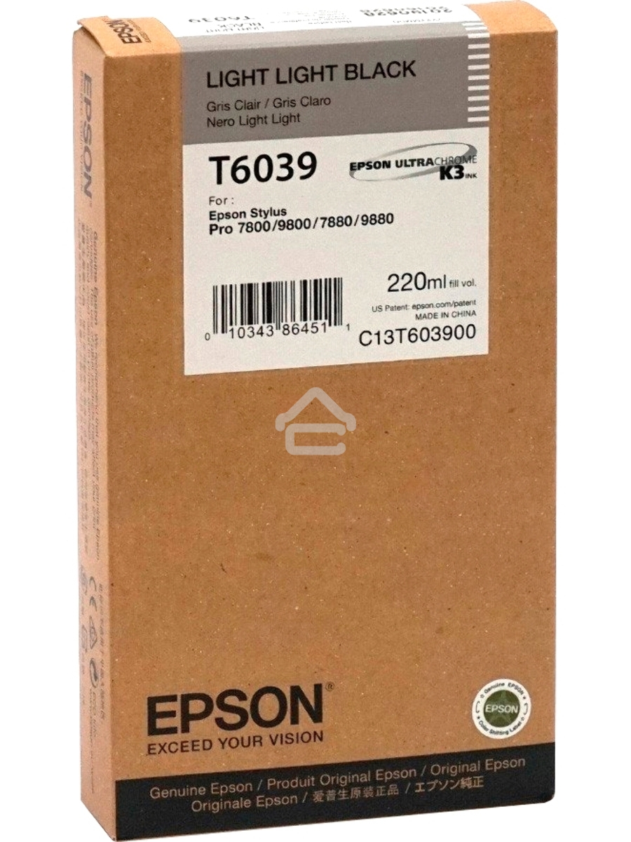 Картридж струйный Epson C13T603900 светло-серый для Epson Sty Pro 7800/9800/7880/9880 (220мл)