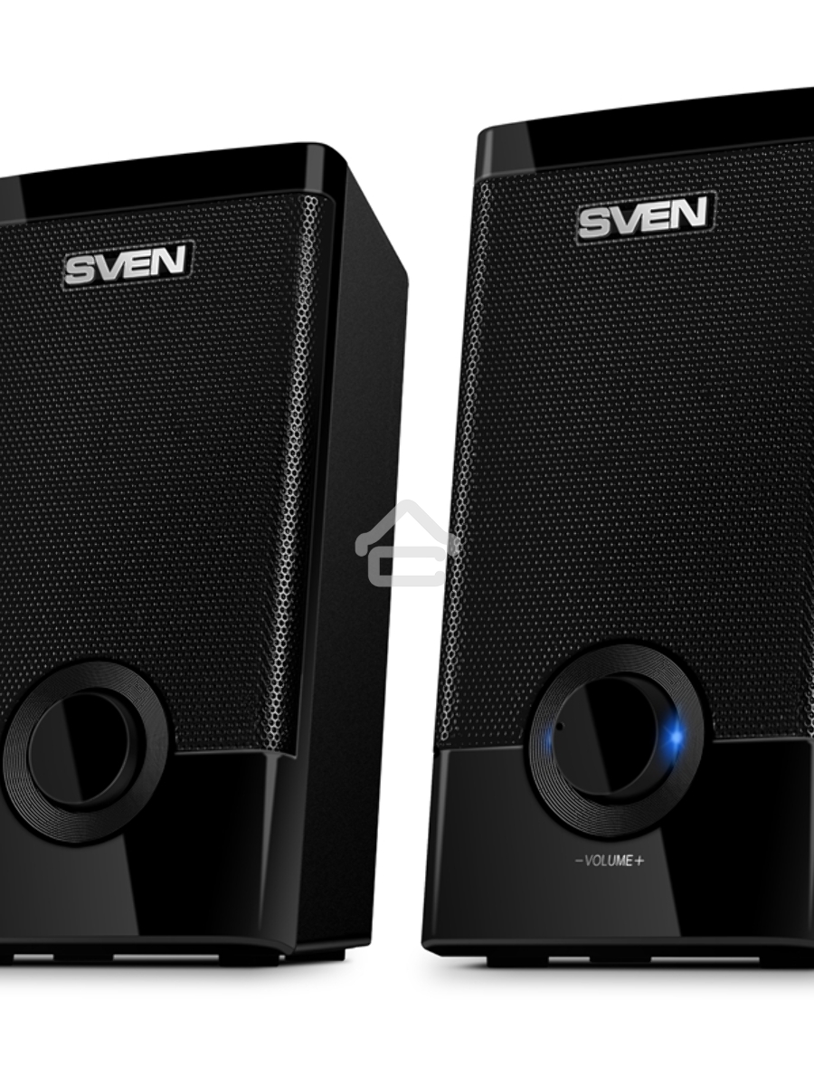 Колонки Sven 318 черный {USB-порт ПК, ноутбука или адаптер 5V DC}