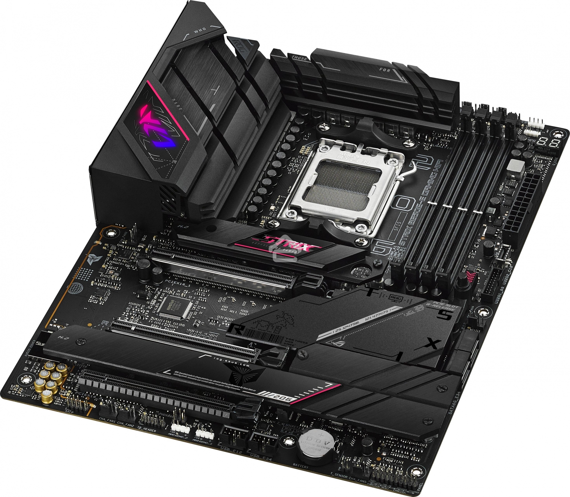 Материнская плата ASUS ROG STRIX B650E-E GAMING WIFI, AM5, AMD B650, 4xDDR5, 4xSATA, 4xM.2, 1xPCI-E 4.0 x4, 1xPCI-E 5.0 x8, 1xPCI-E 5.0 x16, 1xDP, 1xHDMI, 1x 2.5Gb LAN, 4xUSB-A 3.2 Gen 2, 6xUSB-A 3.2 Gen 2, 1xUSB-C 3.2 Gen 2, 1xUSB-C 3.2 Gen 2x2, 5x3.5 мм