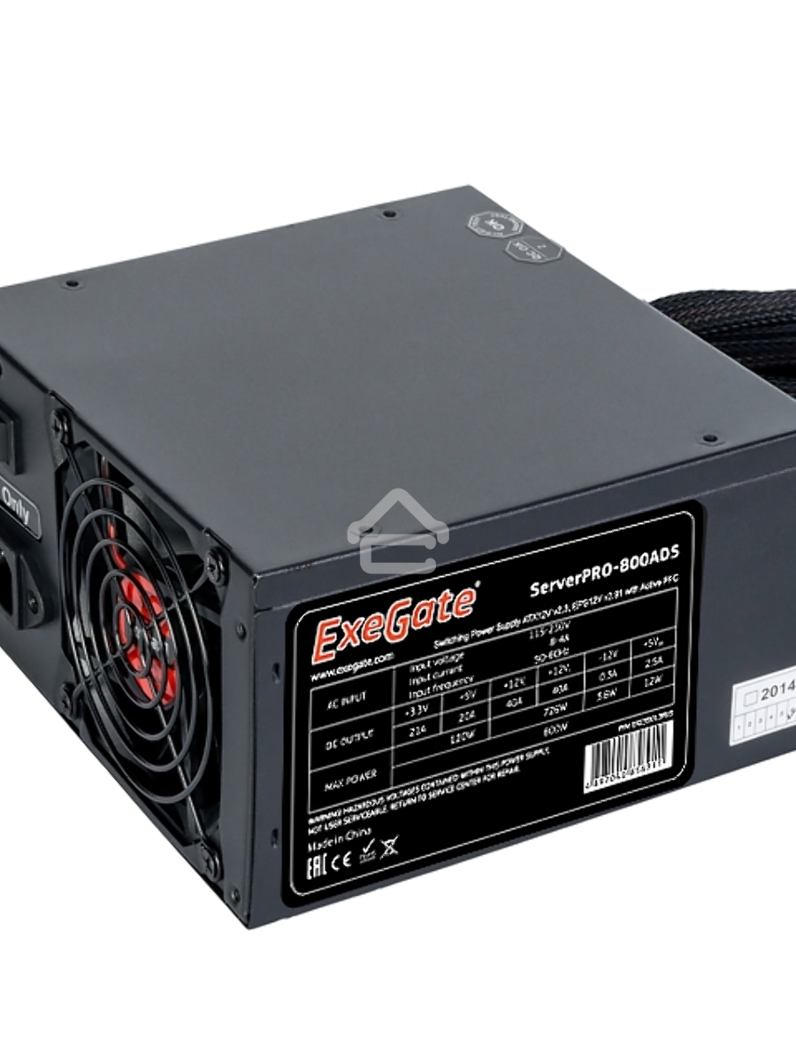 Блок питания Exegate ServerPRO-800ADS (EX235013RUS), 800Вт, 2х80мм, черный