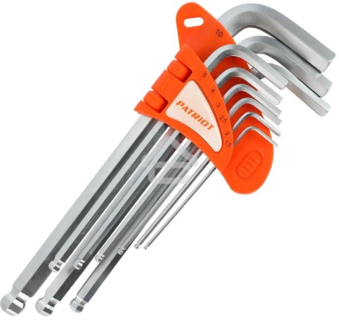 Набор ключей PATRIOT SKH-9L, шестигранные с шаром, длинные, 1,5-10мм, CRV, 9 шт