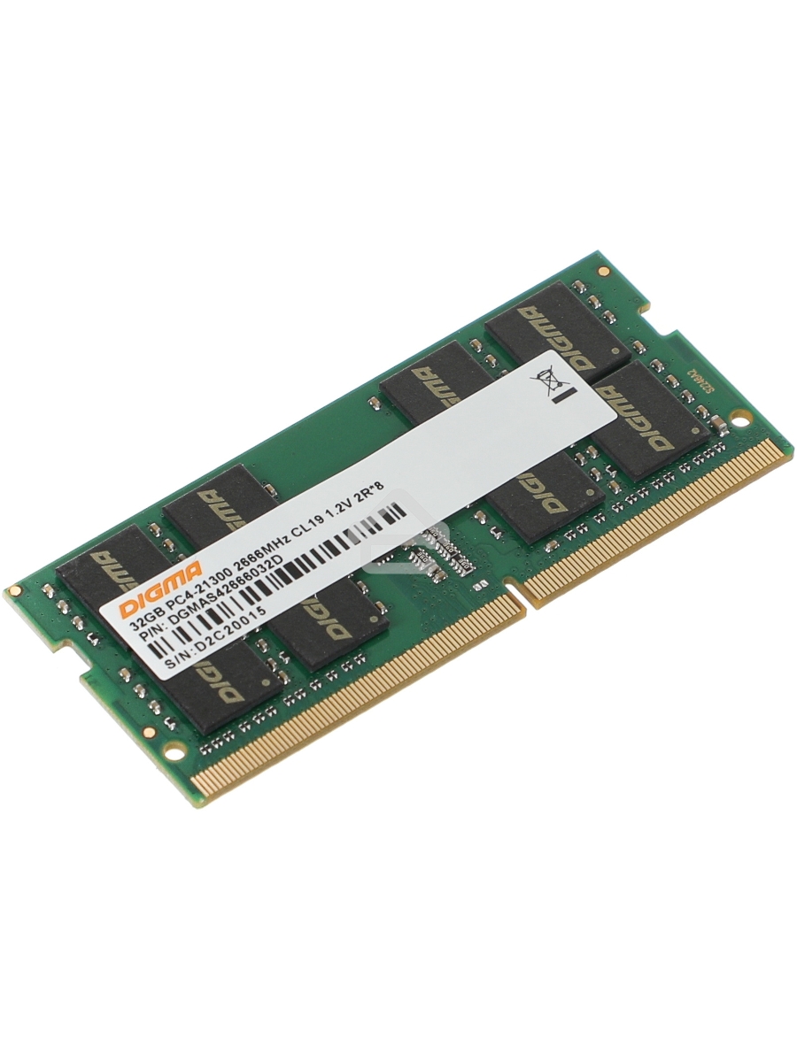 Оперативная память Digma, DDR4, 32GB (1x32GB), 2666MHz, CL19, SO-DIMM