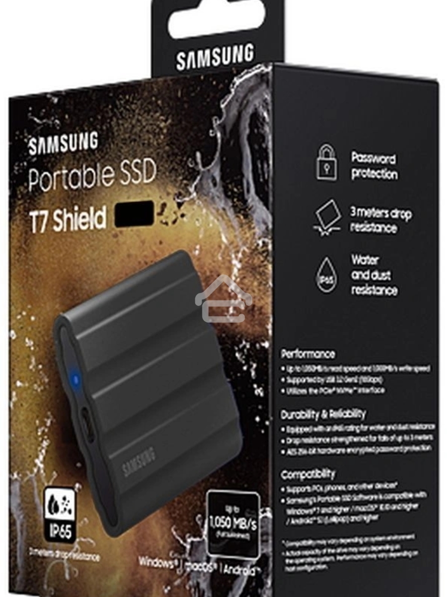 Твердотельный диск 1TB Samsung T7 Shield MU-PE1T0S/WW, V-NAND, USB 3.2 Gen 2 Type-C[R/W - 1000/1050 MB/s]/EU