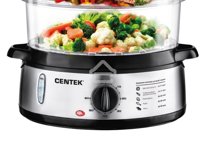 Пароварка Centek CT-1457 три корзины механическое управление мощность 800 Вт звуковой сигнал окончания работы чаша для риса в комплекте