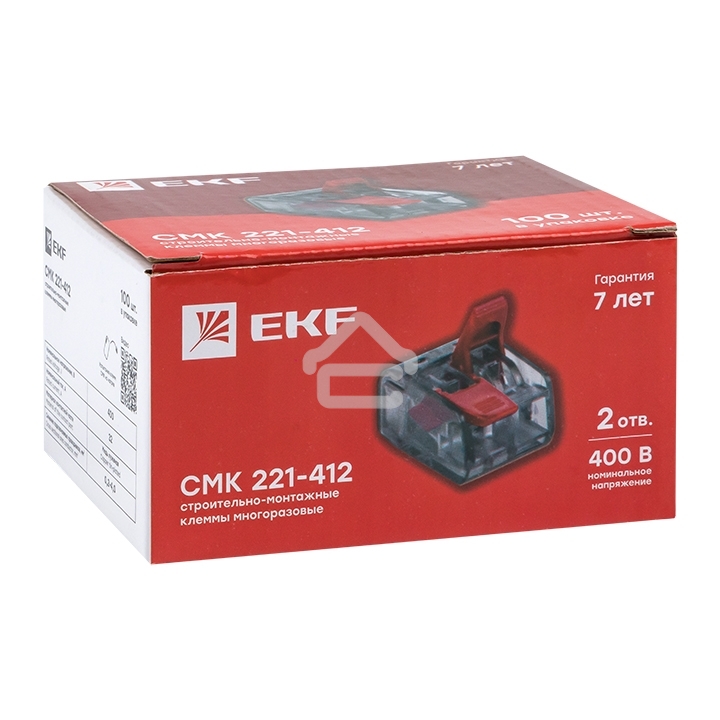 Клемма PROxima СМК 221-412 2 отверстия 0.2-4.0 мм2 (100шт.)