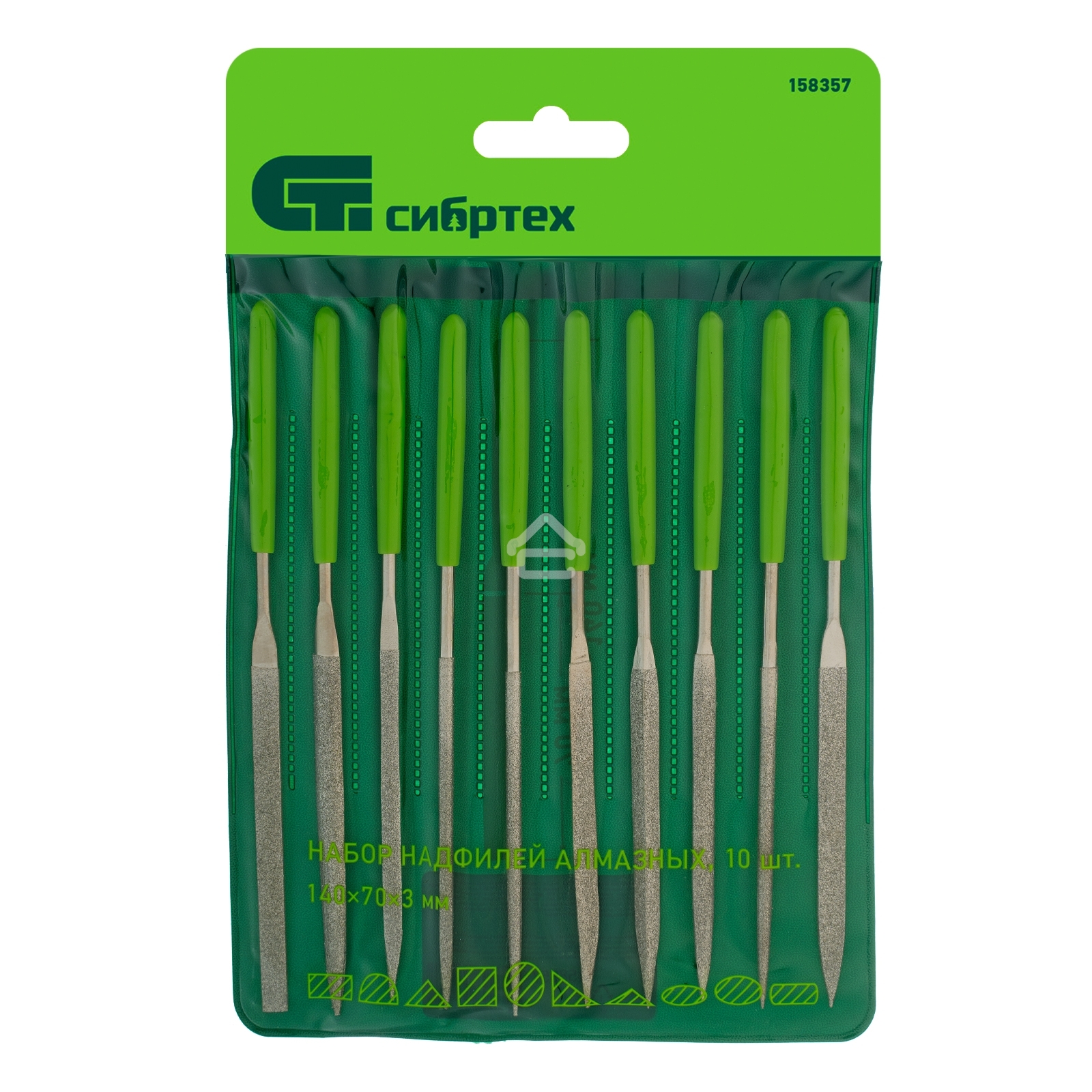 Набор надфилей Сибртех алмазных 140х70х3 10шт.