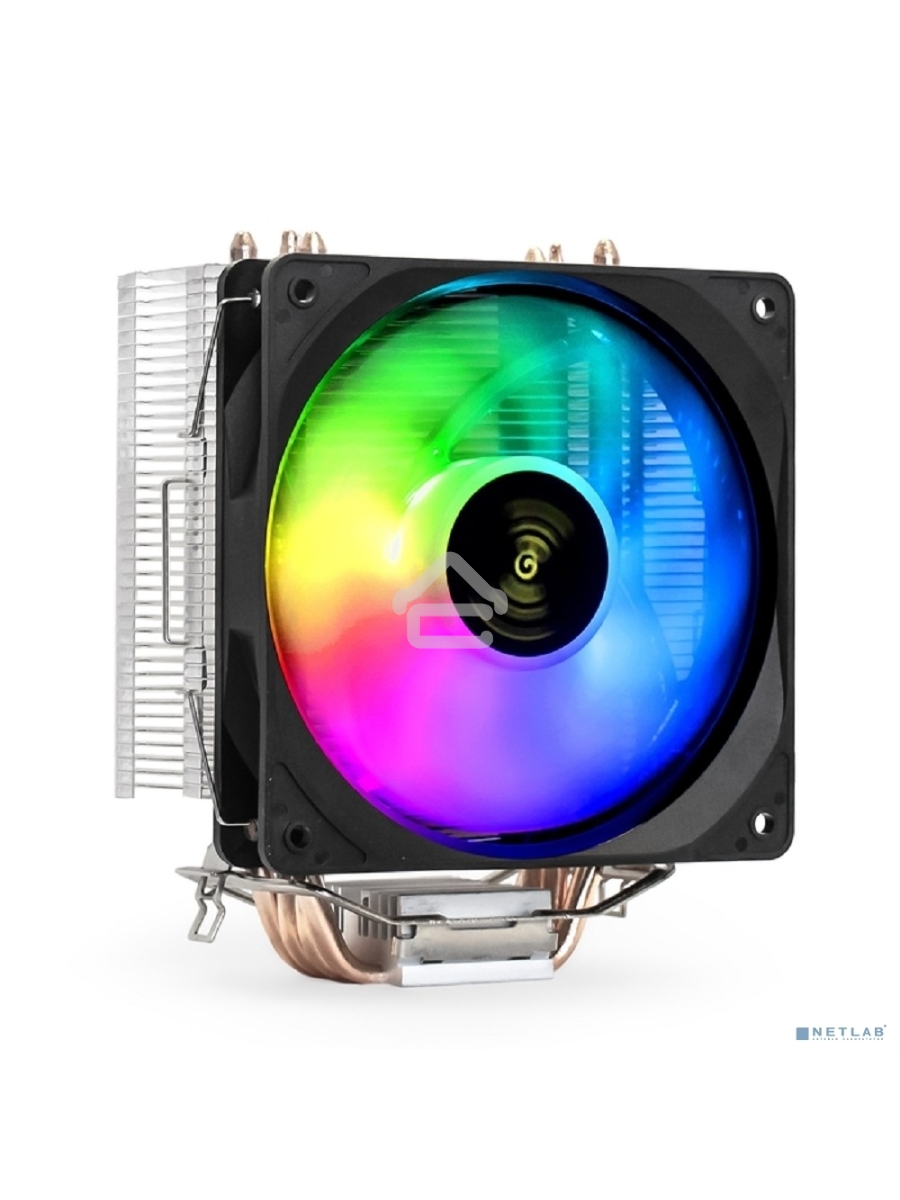 Кулер для процессора ExeGate Wizard EXX400V2-PWM.FRGB серебристый, 120 мм, алюминий/медь, 2400 об/мин, 24 дБ, 4 pin, 140 Вт, 155 мм
