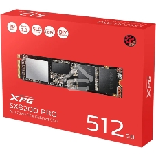 Накопитель SSD XPG SX8200 Pro, 512 Gb, PCIe 3.0 x4, M.2 2280, NVMe, R/W 3350/2350, с радиатором