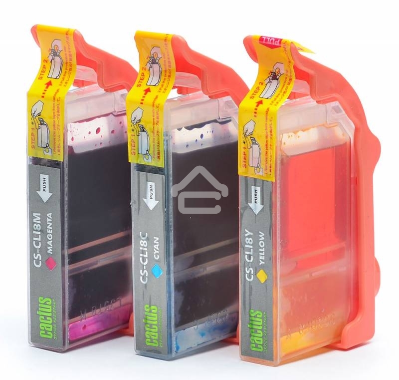 Картридж струйный Cactus СS-CLI8C/M/Y голубой/пурпурный/желтый (36 мл) для Canon MP470/500/530/600/800/810/830/970/MX850/iP4200/4300/520