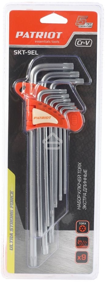 Набор ключей PATRIOT SKТ-9EL, TORX, экстра длинные, T10-T50, CRV, 9 шт