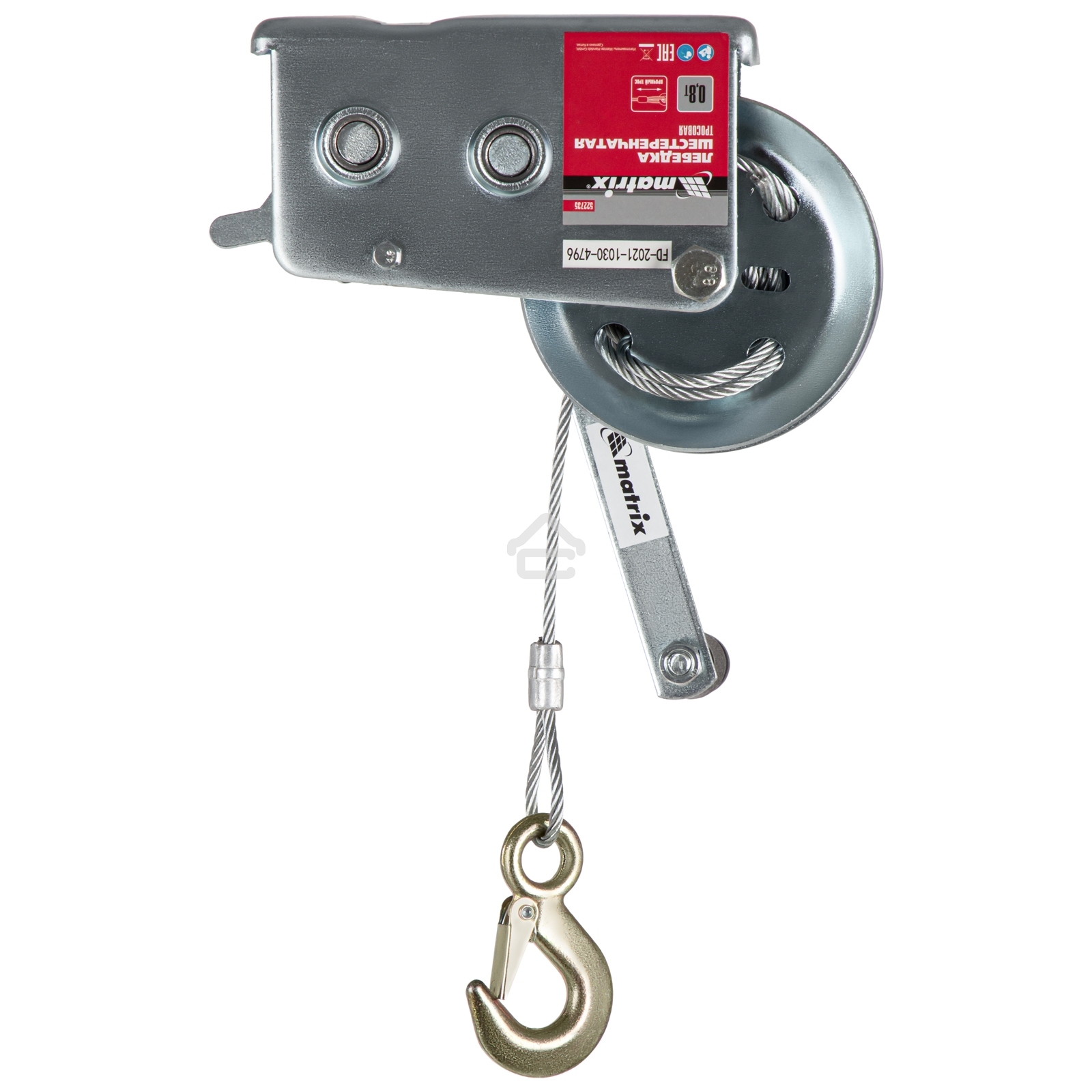 Лебедка шестеренчатая Matrix тяга - 0,8 т, 9 м, тросовая