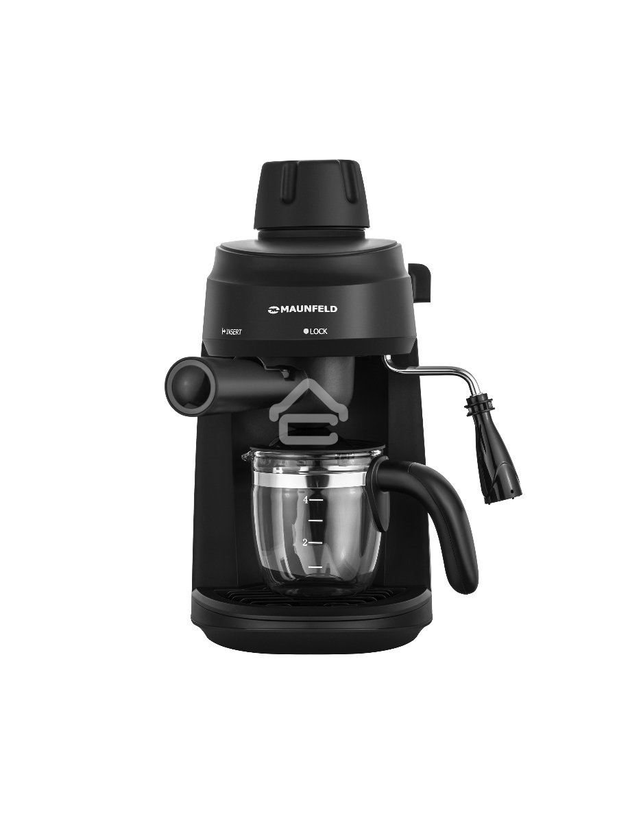 Кофемашина рожковая Maunfeld MF-733BK чёрный, исп. кофе - молотый, 0.24 л, 870 Вт, 4 бар.