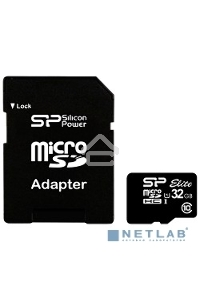 Флеш карта microSDHC 32Gb Class10 Silicon Power SP032GBSTHBU1V10-SP + adapter