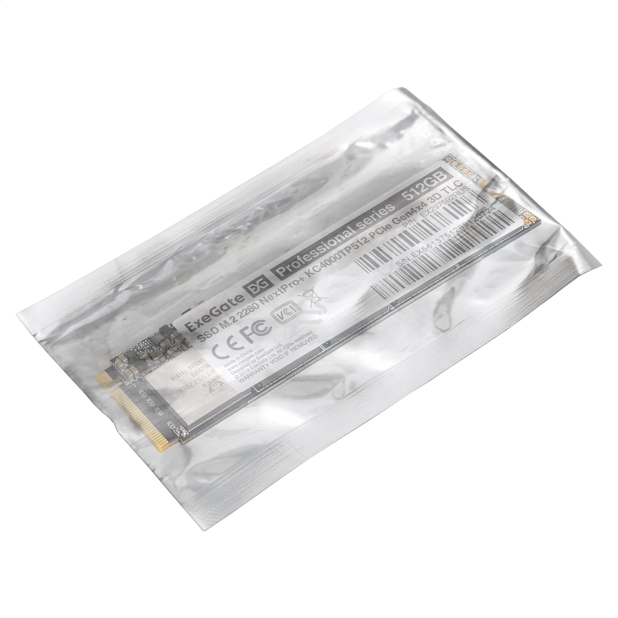Накопитель SSD ExeGate NextPro+ KC4000TP512, 512Gb, M.2 2280, PCIe 4.0 x4, NVMe, R/W 5000/3600