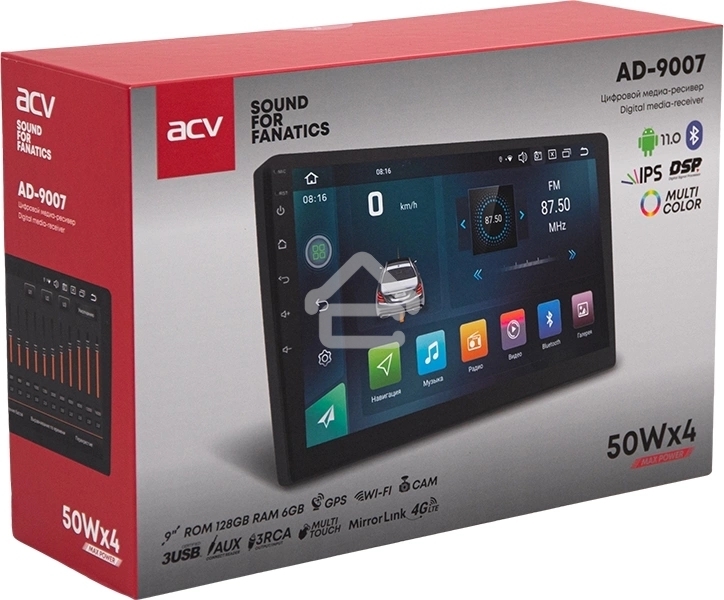 Автомагнитола ACV AD-9007 2DIN 4x50Вт v5.0 6000Mb DSP Android 11 9