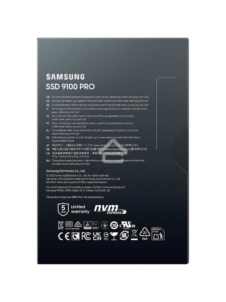 Твердотельный диск 1TB Samsung 9100 PRO, M.2, PCI-E 5.0 x4, TLC 3D NAND [R/W - 14800/13400 MB/s]