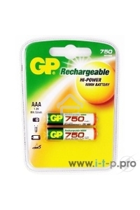 Аккумулятор GP Rechargeable NiMH 75AAAHC 750mAh, 2 шт AAA, 750мАч (2 шт. в клемшеле)