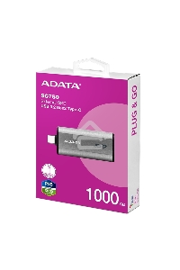 Твердотельный диск A-DATA External SC750 серый SC750-1000G-CCBK 1TB USB 3.2 Gen 2 Type-C, [R/W -1050/1000 MB/s]