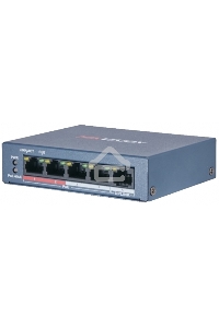 Коммутатор Hikvision DS-3E0105P-E/M(B) 4 RJ45 100M PoE с грозозащитой 6кВ; 1 Uplink порт 100М Ethernet: бюджет PoE 35Вт; поддерживают режим передачи до 250м; таблица MAC адресов на 1000 записей;