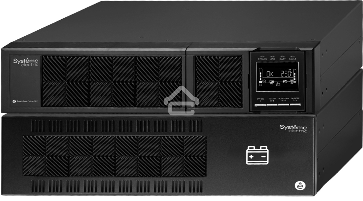 Источник бесперебойного питания Systeme Electriс Smart-Save Online SRV, 6000VA/5400W, On-Line, Extended-run, Rack 5U(Tower convertible), LCD, Out: Hardwire, SNMP Intelligent Slot, USB, RS-232