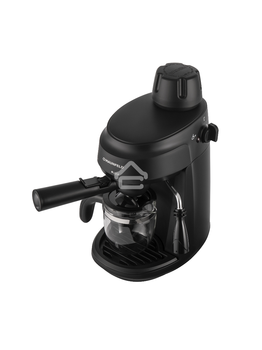 Кофемашина рожковая Maunfeld MF-733BK чёрный, исп. кофе - молотый, 0.24 л, 870 Вт, 4 бар.