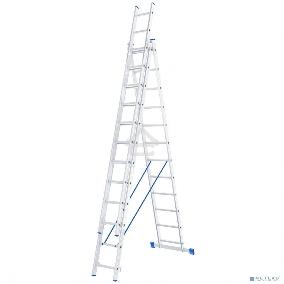 Лестница Сибртех, 3 х 12 ступеней, алюминиевая, трехсекционная