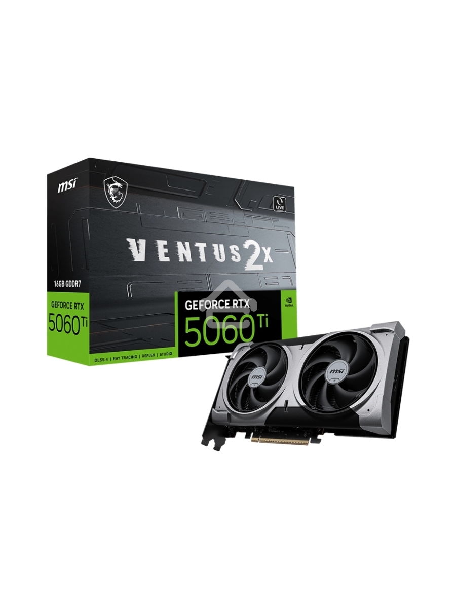 Видеокарта MSI PCI-E 5.0 RTX 5060 Ti 16G VENTUS 2X OC PLUS NVIDIA GeForce RTX 5060TI 16Gb 128bit GDDR7 2617/28000 HDMIx1 DPx3 HDCP Ret