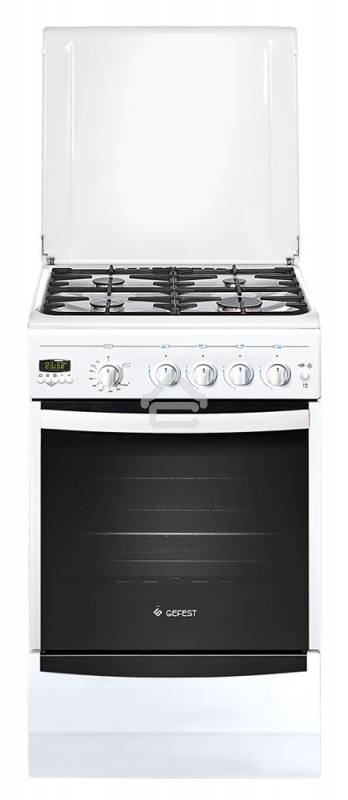 Плита газовая Gefest ПГ 5100-04 белый, конфорок 4 шт, духовка 52 л, 50 см x 85 см x 58.5 см