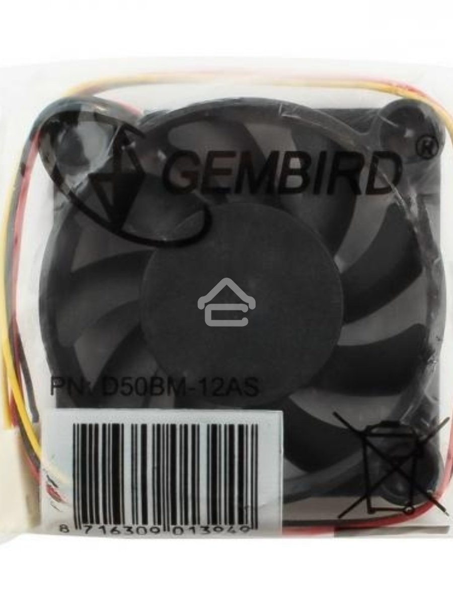 Вентилятор для корпуса Gembird D50BM-12AS-R черный, 50 мм, 5000 об/мин, 25 дБ, 3 pin