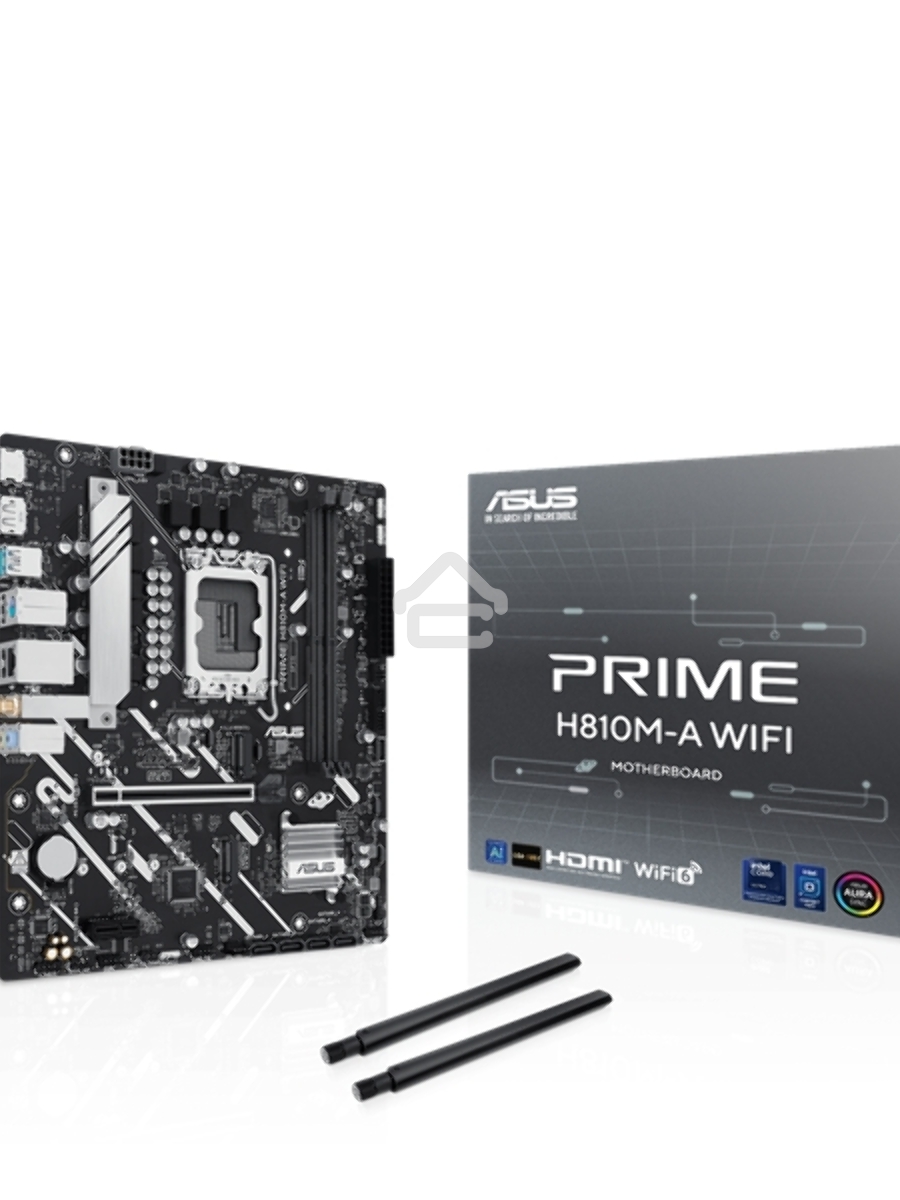 Материнская плата ASUS PRIME H810M-A WIFI, LGA 1851, Intel H810, 2xDDR5, 4xSATA, 2xM.2, 1xPCIe 4.0 x16, 1xPCIe x1, 1xDP, 1xHDMI, 1x1Gb LAN, Wi-Fi, 4xUSB 2.0, 2xUSB 3.2 Gen 2, 3x3.5 мм, 7.1, Micro-ATX