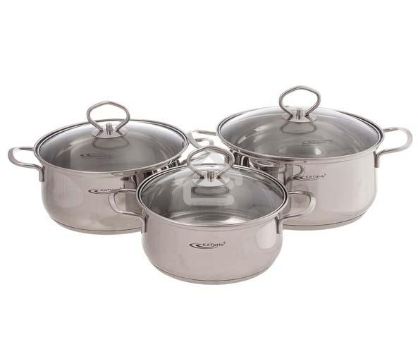 Набор кастрюль Катунь Лира КТ-CP-002, 6пр. (2,2л+3,2л+4,2л)