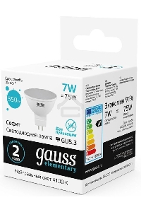 Лампа светодиодная LED 7Вт GU5.3 220В 4100К Elementary MR16 | 13527 | Gauss