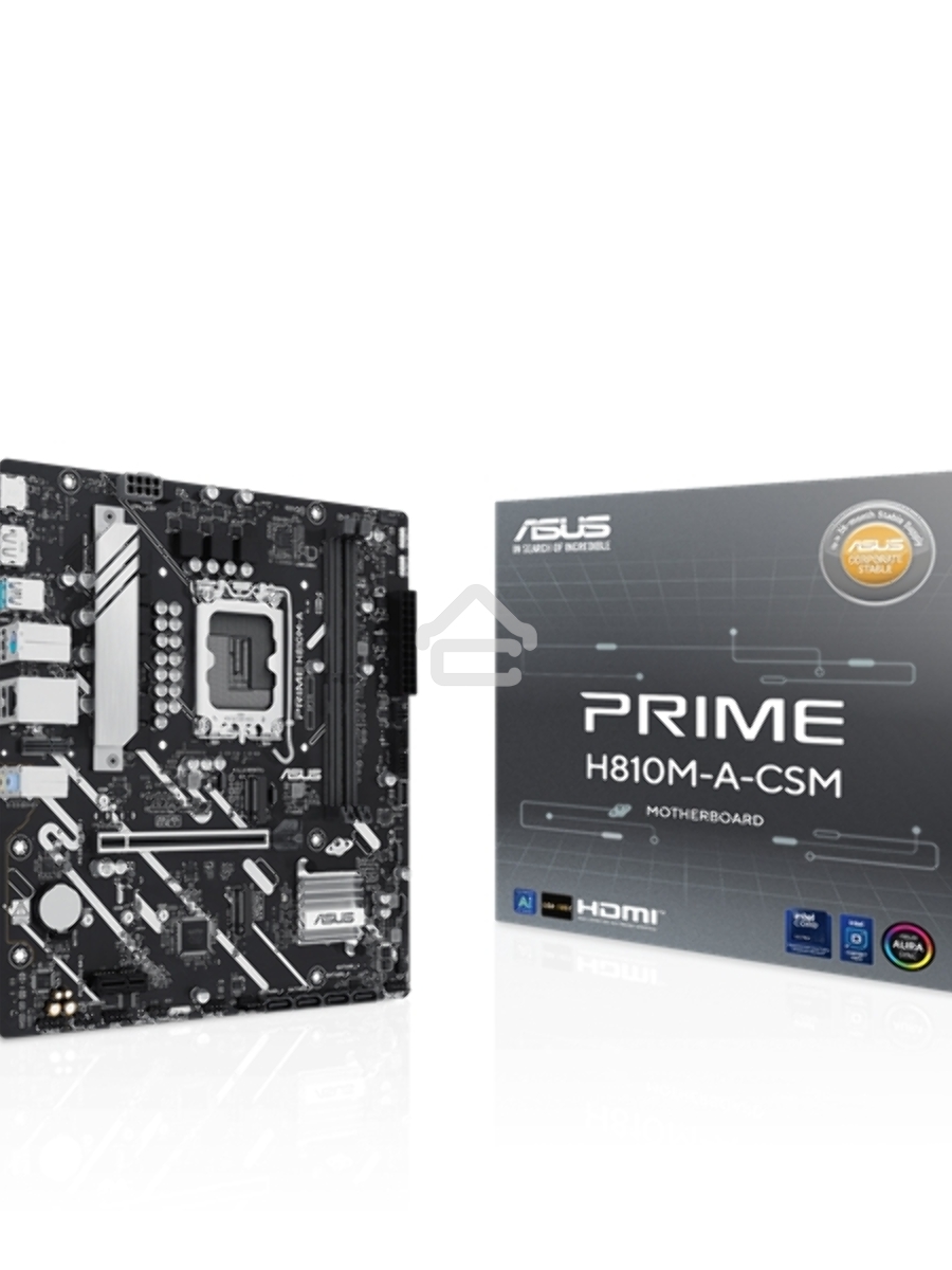 Материнская плата ASUS PRIME H810M-A-CSM, LGA 1851, Intel H810, 2xDDR5, 4xSATA, 2xM.2, 1xPCIe 4.0 x16, 1xPCIe x1, 1xDP, 1xHDMI, 1x1Gb LAN, 4xUSB 2.0, 2xUSB 3.2 Gen 2, 3x3.5 мм, 7.1, Micro-ATX