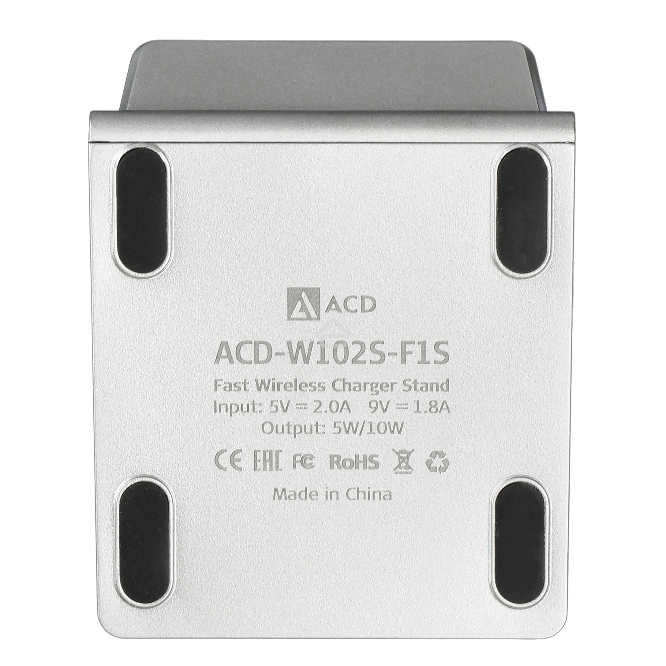 Зарядное устройство ACD-W102S-F1S 10Вт, беспроводная Qi, 2-катушки с QC, 5В/2А ~ 9В/1,8А RTL