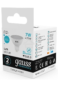 Лампа светодиодная LED 7Вт GU5.3 220В 4100К Elementary MR16 | 13527 | Gauss