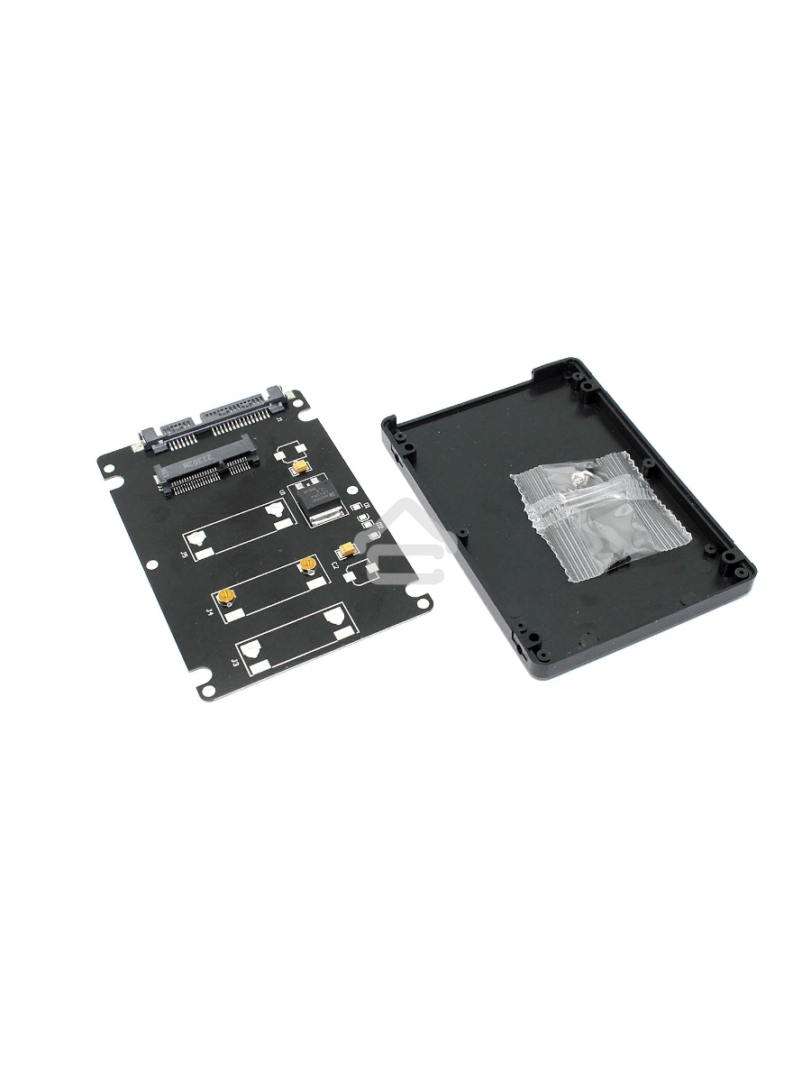 Бокс для SSD диска MSATA с выходом SATA пластиковый, черный