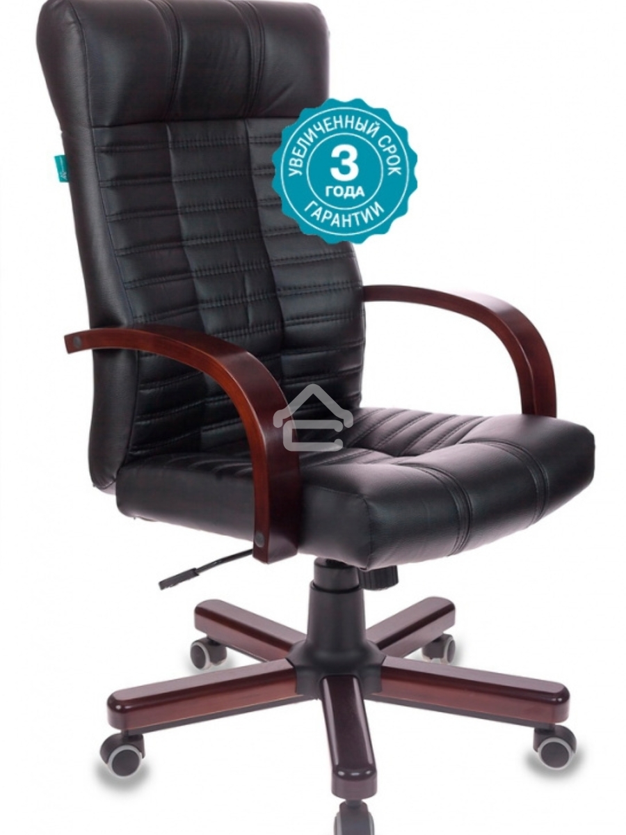 Кресло руководителя Бюрократ KB-10/WALNUT черный, искусственная кожа, крестовина металл